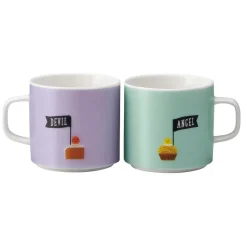 Concombre Angel & Devil Cat Ceramic Mug Pair Set