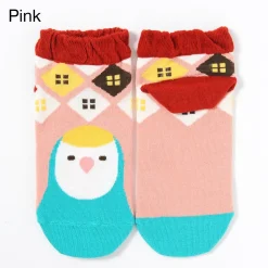 KOTORITACHI Peach-faced Lovebird Printed Socks