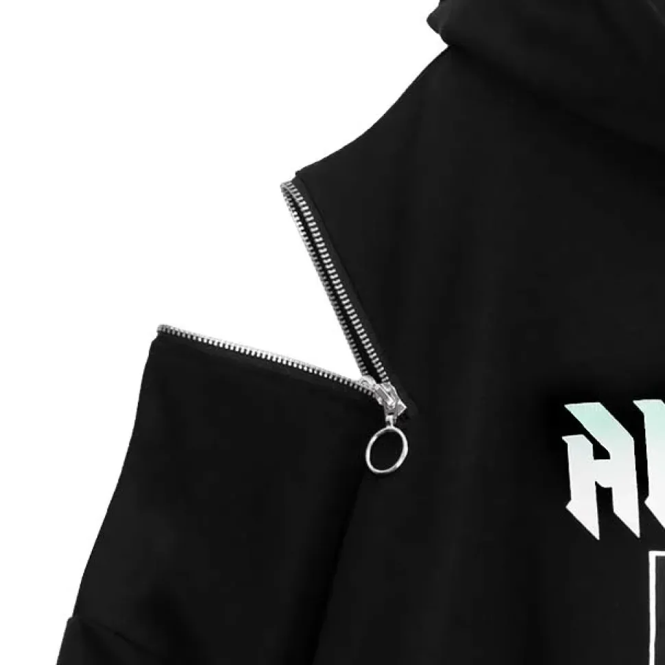 LISTEN FLAVOR Alien Abduction Zippered Shoulder Hoodie