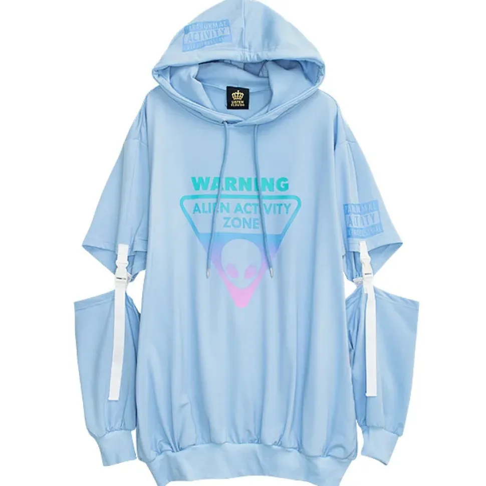 LISTEN FLAVOR Alien Separate Sleeve Belt Hoodie
