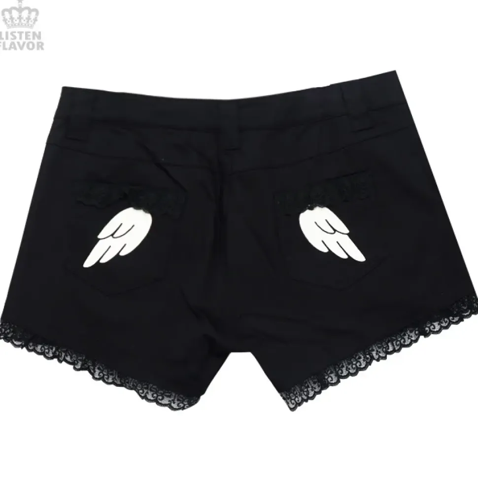 LISTEN FLAVOR Angelic Lace-up Ribbon Shorts