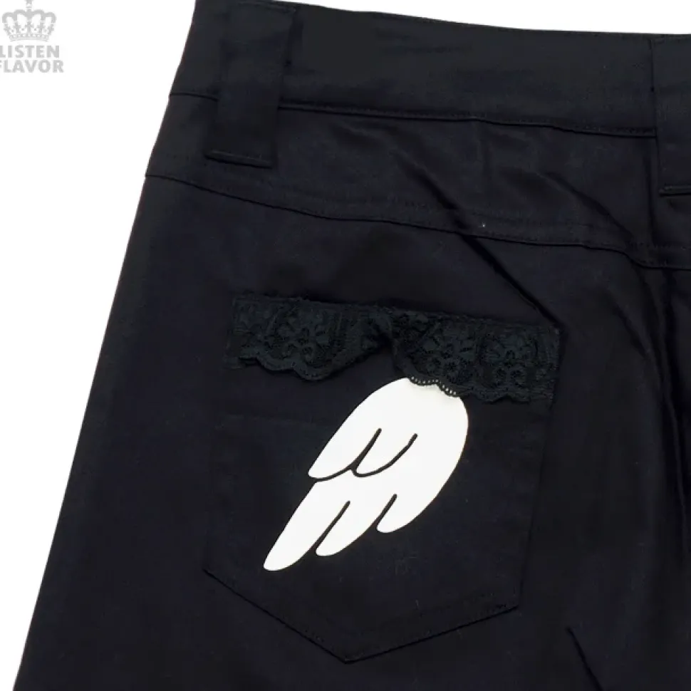 LISTEN FLAVOR Angelic Lace-up Ribbon Shorts