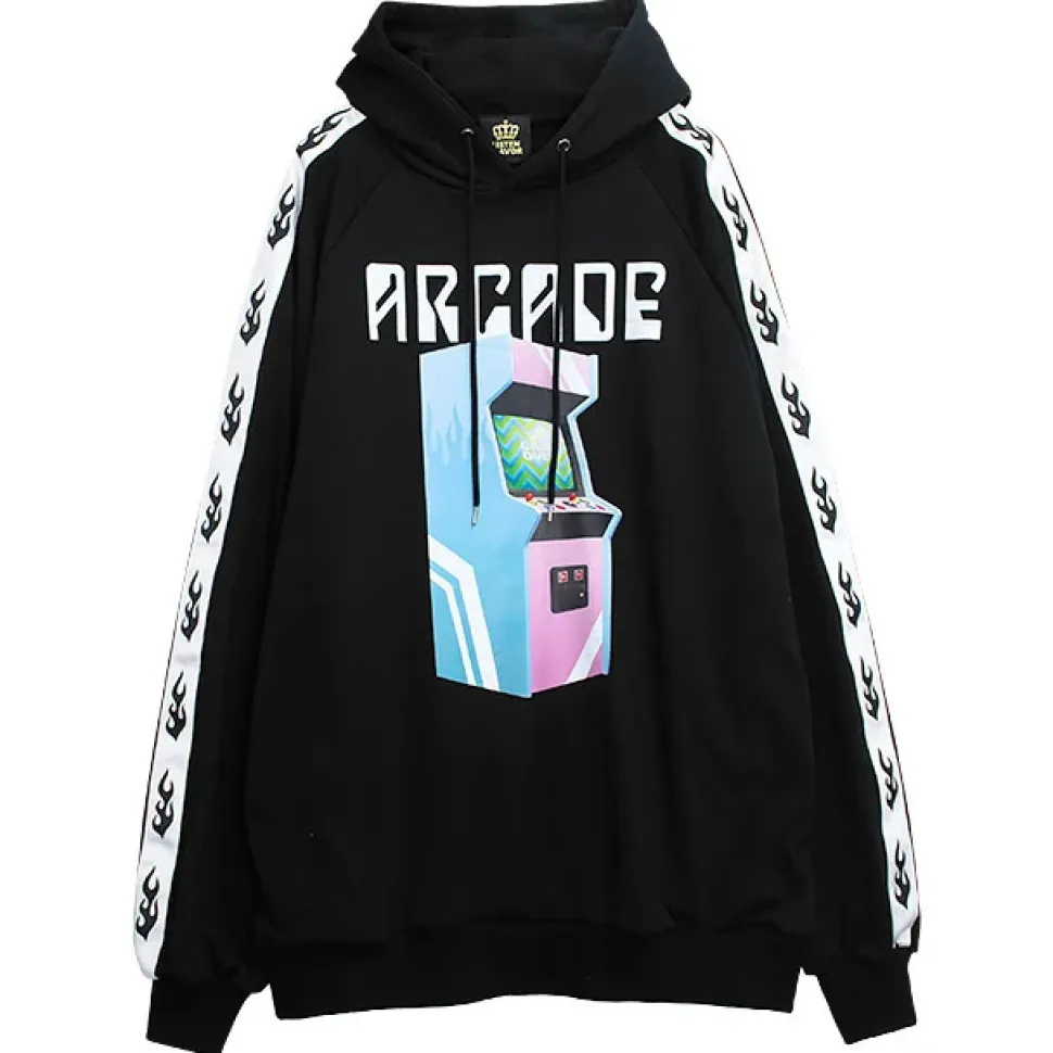 LISTEN FLAVOR Arcade Game Sleeve Line Hoodie Black
