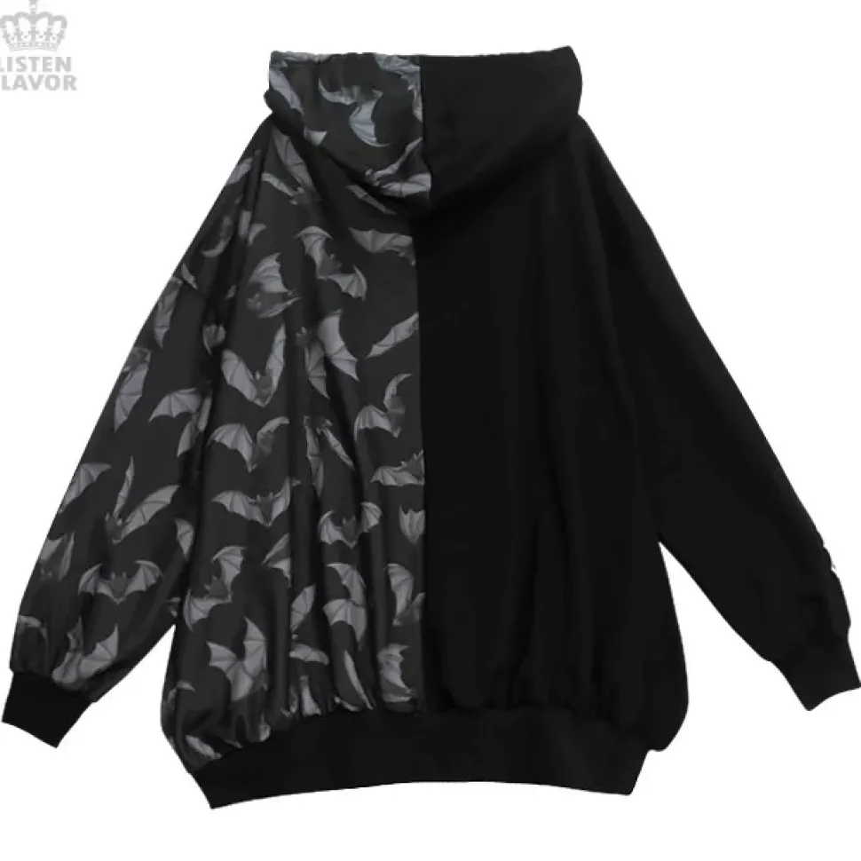 LISTEN FLAVOR Bat Double Zipper Hoodie