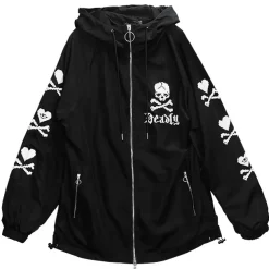 LISTEN FLAVOR Black 8-Bit Skull Anorak Jacket