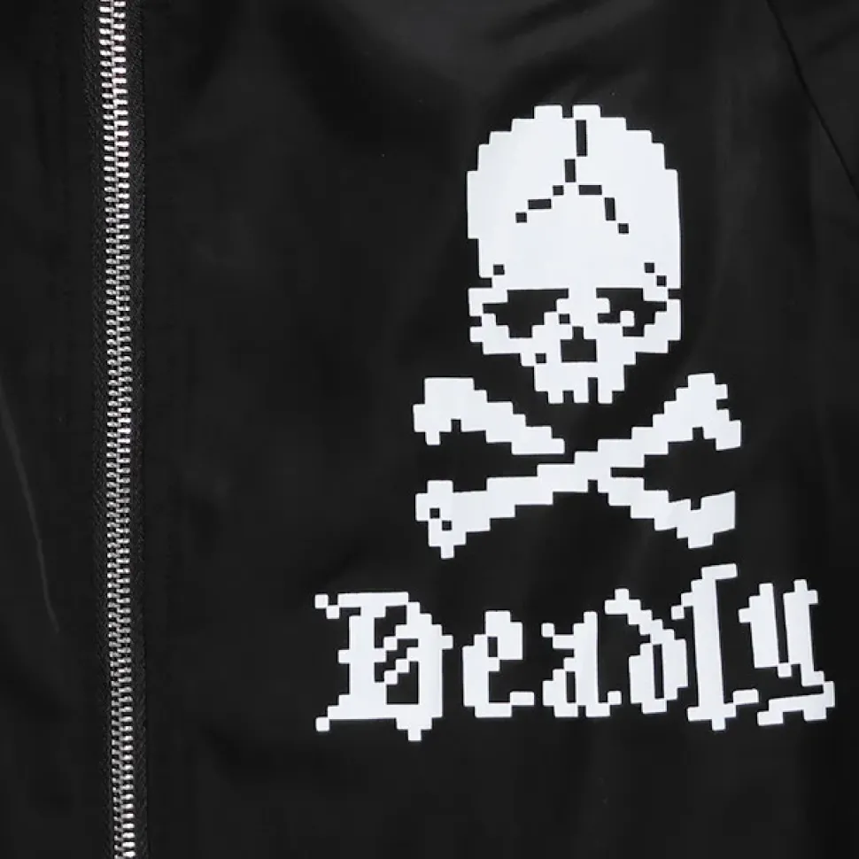 LISTEN FLAVOR Black 8-Bit Skull Anorak Jacket