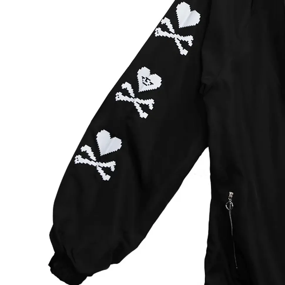 LISTEN FLAVOR Black 8-Bit Skull Anorak Jacket