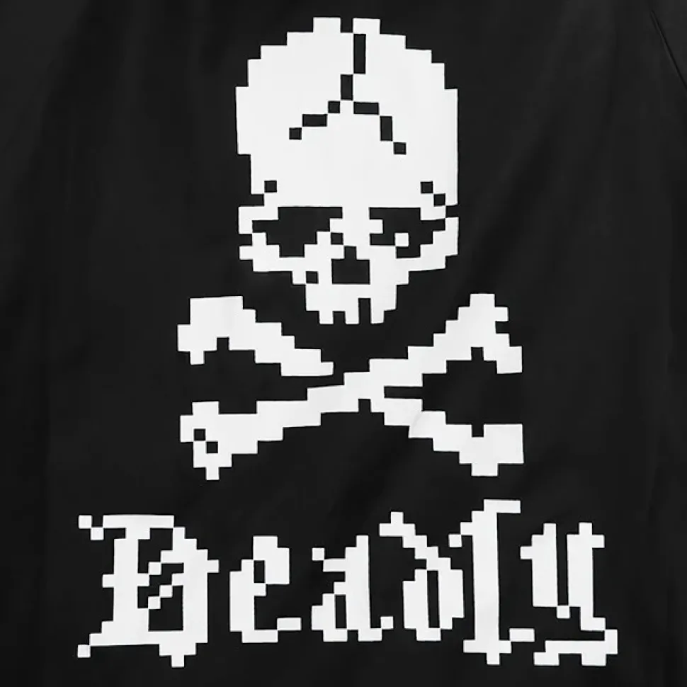 LISTEN FLAVOR Black 8-Bit Skull Anorak Jacket
