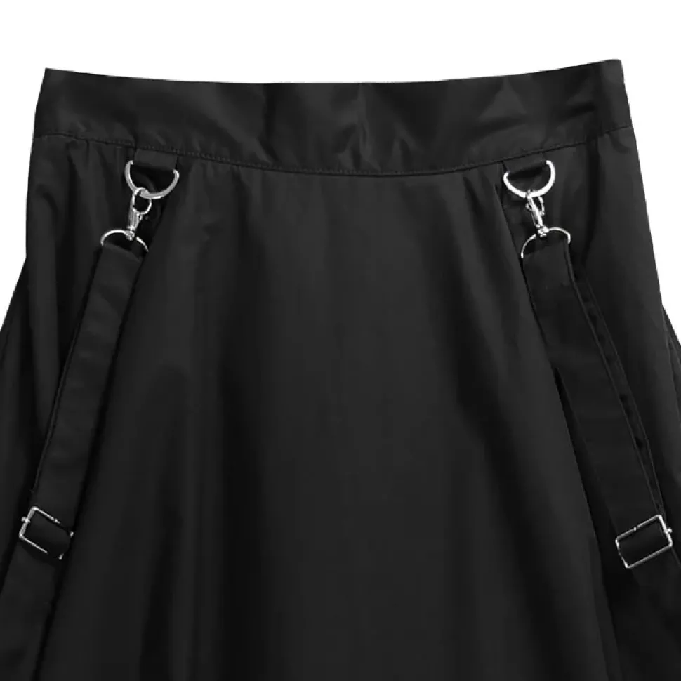 LISTEN FLAVOR Black Cargo Long Skirt