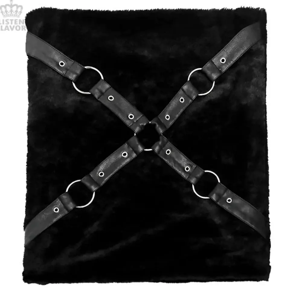 LISTEN FLAVOR Black Cross Harness Fur Snood