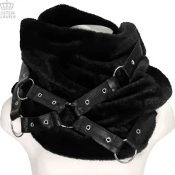 LISTEN FLAVOR Black Cross Harness Fur Snood