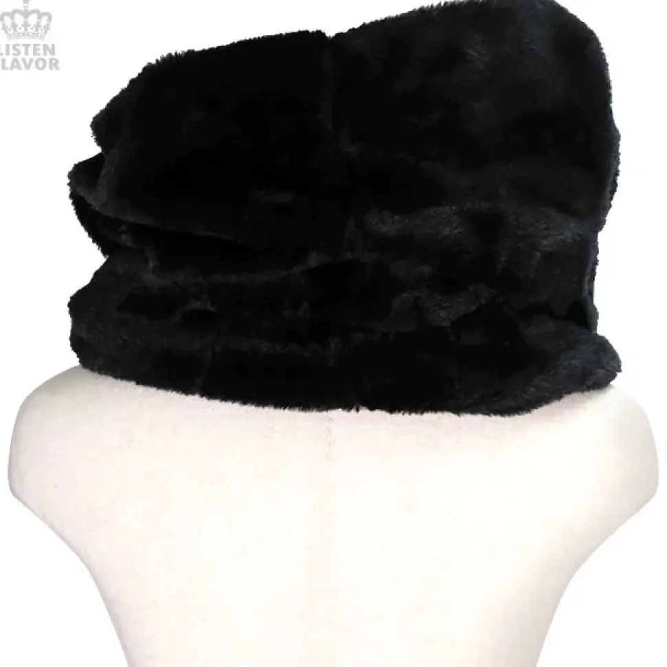 LISTEN FLAVOR Black Cross Harness Fur Snood