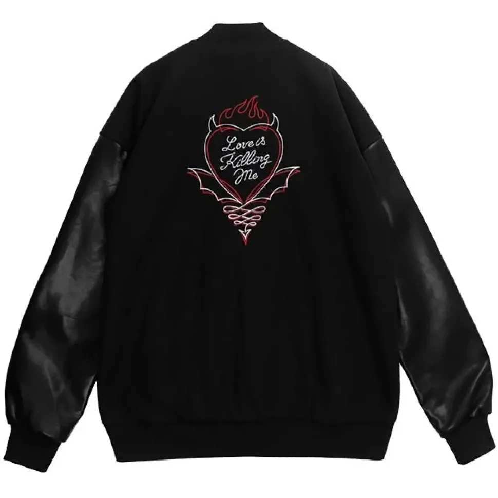 LISTEN FLAVOR Black Devil Heart Leather Sleeve Sutajan