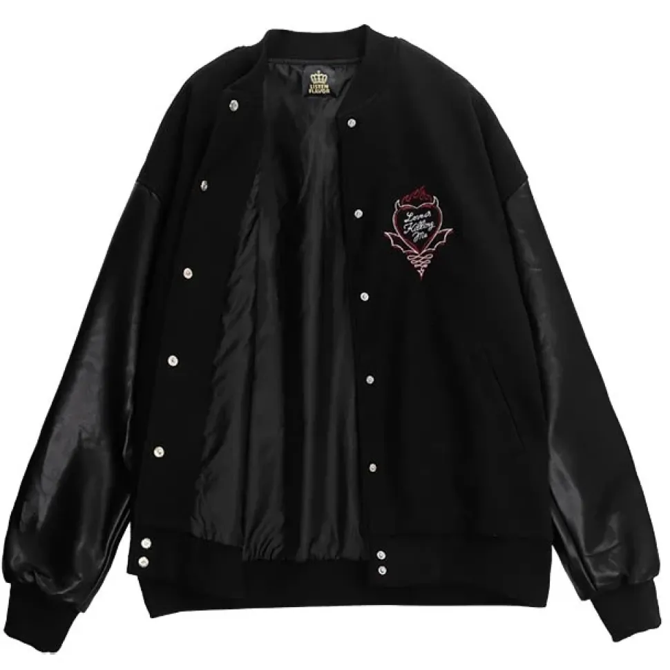 LISTEN FLAVOR Black Devil Heart Leather Sleeve Sutajan