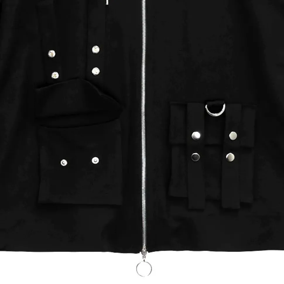 LISTEN FLAVOR Black Parachute Hood Blouson w/ Harness Belt