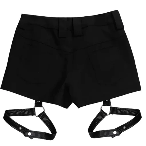 LISTEN FLAVOR Black Shorts w/ Harness Garter Belt