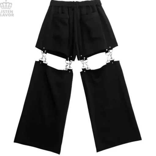 LISTEN FLAVOR Black Zettai Ryoiki Detachable Pants