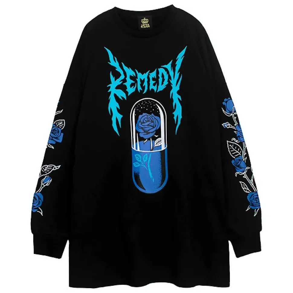 LISTEN FLAVOR Blue Rose Capsule Sweatshirt Black
