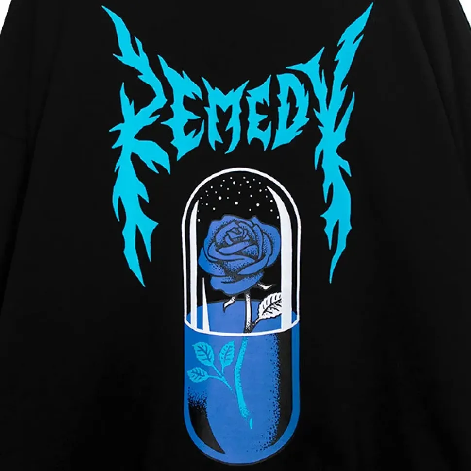 LISTEN FLAVOR Blue Rose Capsule Sweatshirt Black