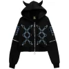 LISTEN FLAVOR Bondage Horn 2-Way Cropped Hoodie