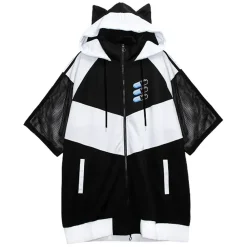 LISTEN FLAVOR Cat Ear Capsule Mesh Jersey Hoodie