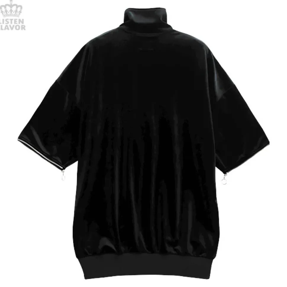 LISTEN FLAVOR Cat Eye Velour Half-Zip Pullover