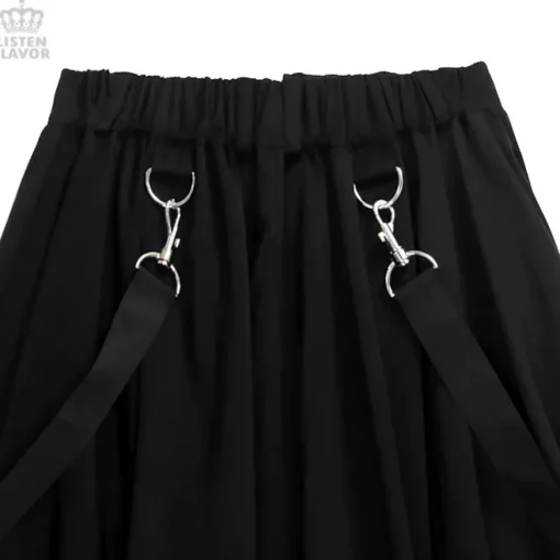 LISTEN FLAVOR Center Zip Hemline Skirt w/ Strap