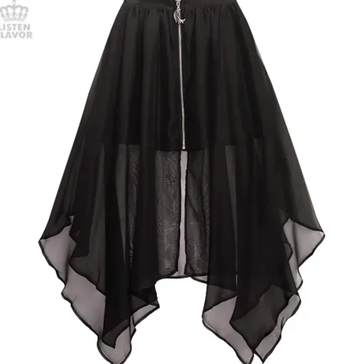 LISTEN FLAVOR Center Zip Hemline Skirt