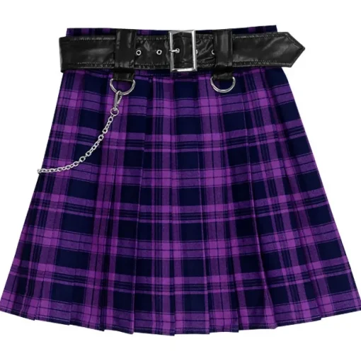 LISTEN FLAVOR Chain Belt Pleated Skirt