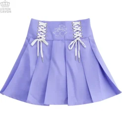 LISTEN FLAVOR Cherry Lace-Up Pleated Skirt