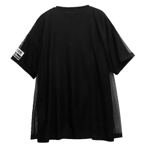 LISTEN FLAVOR Cyber Skull Mesh Layer T-Shirt