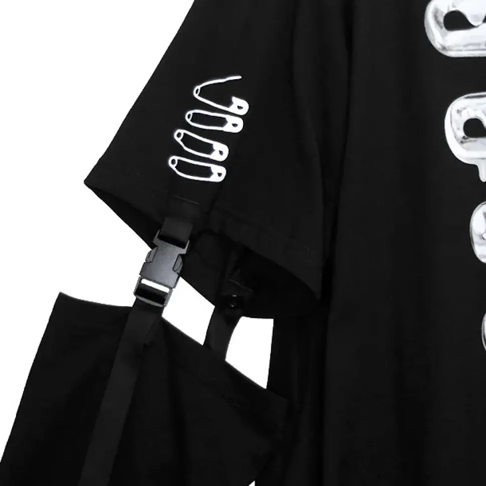 LISTEN FLAVOR Dangerous Safety Pin Separate Sleeve Hoodie