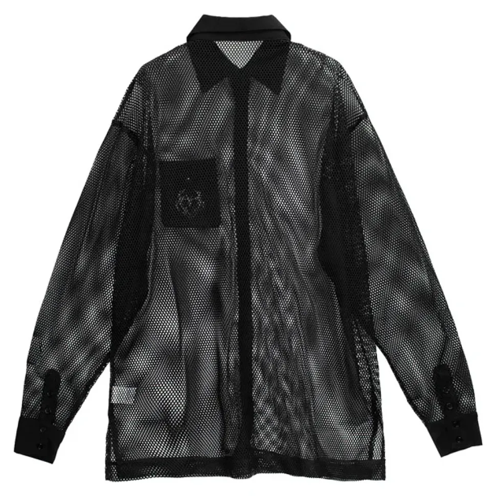 LISTEN FLAVOR Dark Metal Heart Mesh Shirt Black