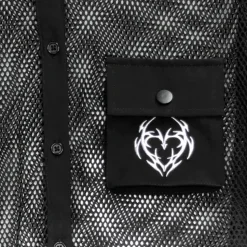 LISTEN FLAVOR Dark Metal Heart Mesh Shirt Black