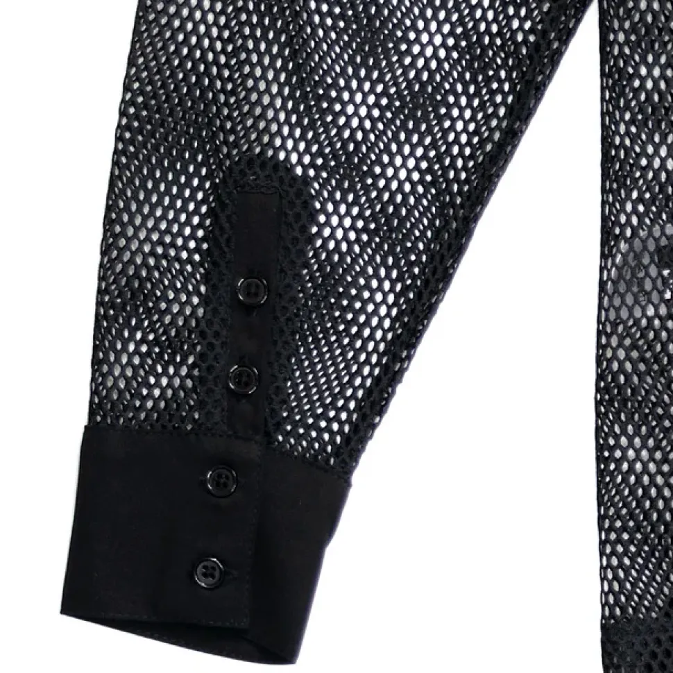 LISTEN FLAVOR Dark Metal Heart Mesh Shirt Black