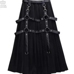 LISTEN FLAVOR Harness Pleated Long Skirt