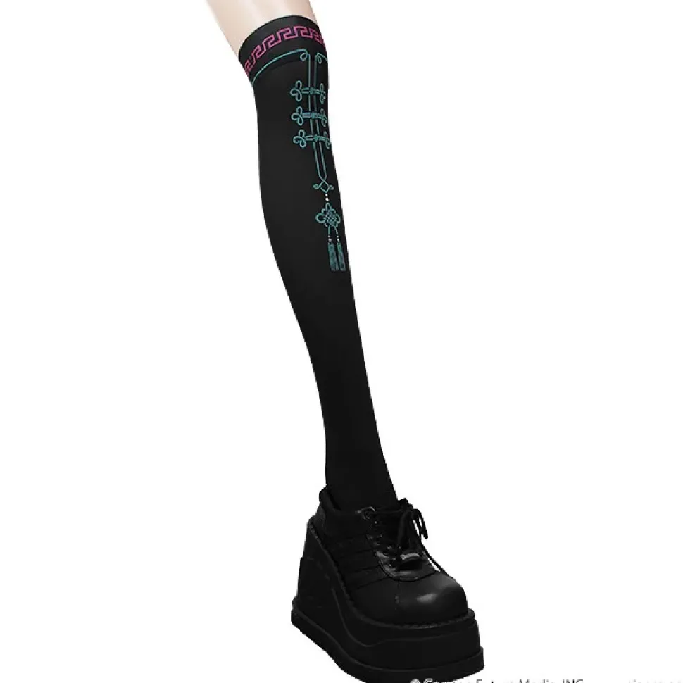LISTEN FLAVOR Hatsune Miku China Knee-High Socks Black