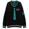 LISTEN FLAVOR Hatsune Miku V-neckline Knit Black