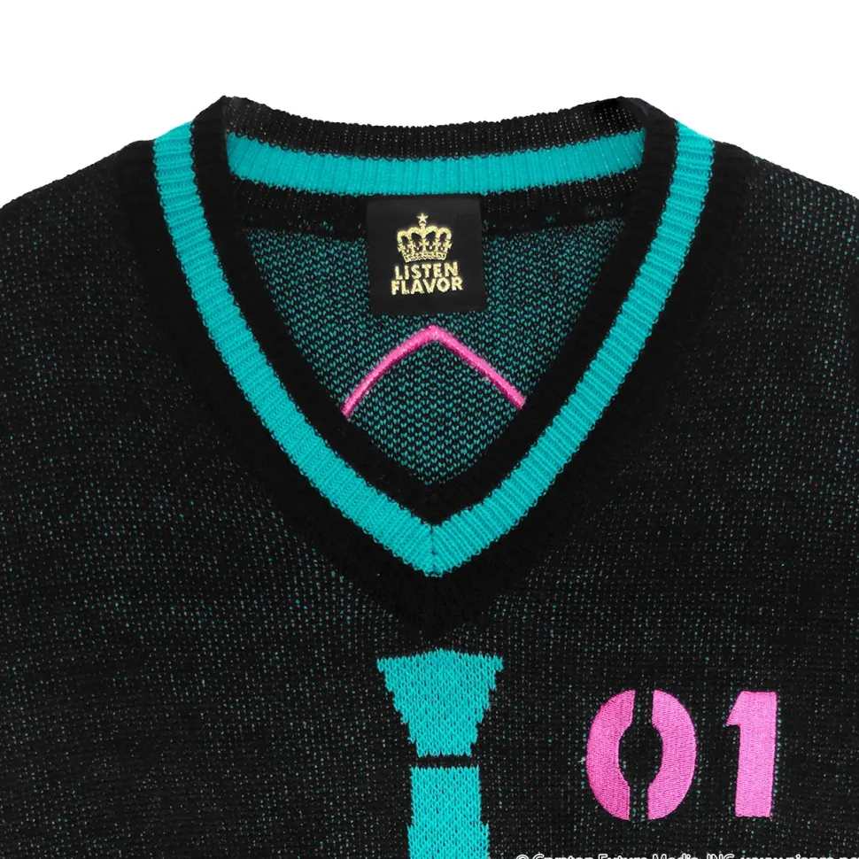 LISTEN FLAVOR Hatsune Miku V-neckline Knit Black