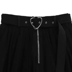 LISTEN FLAVOR Hemline Tulle Layered Skirt w/ Heart Belt