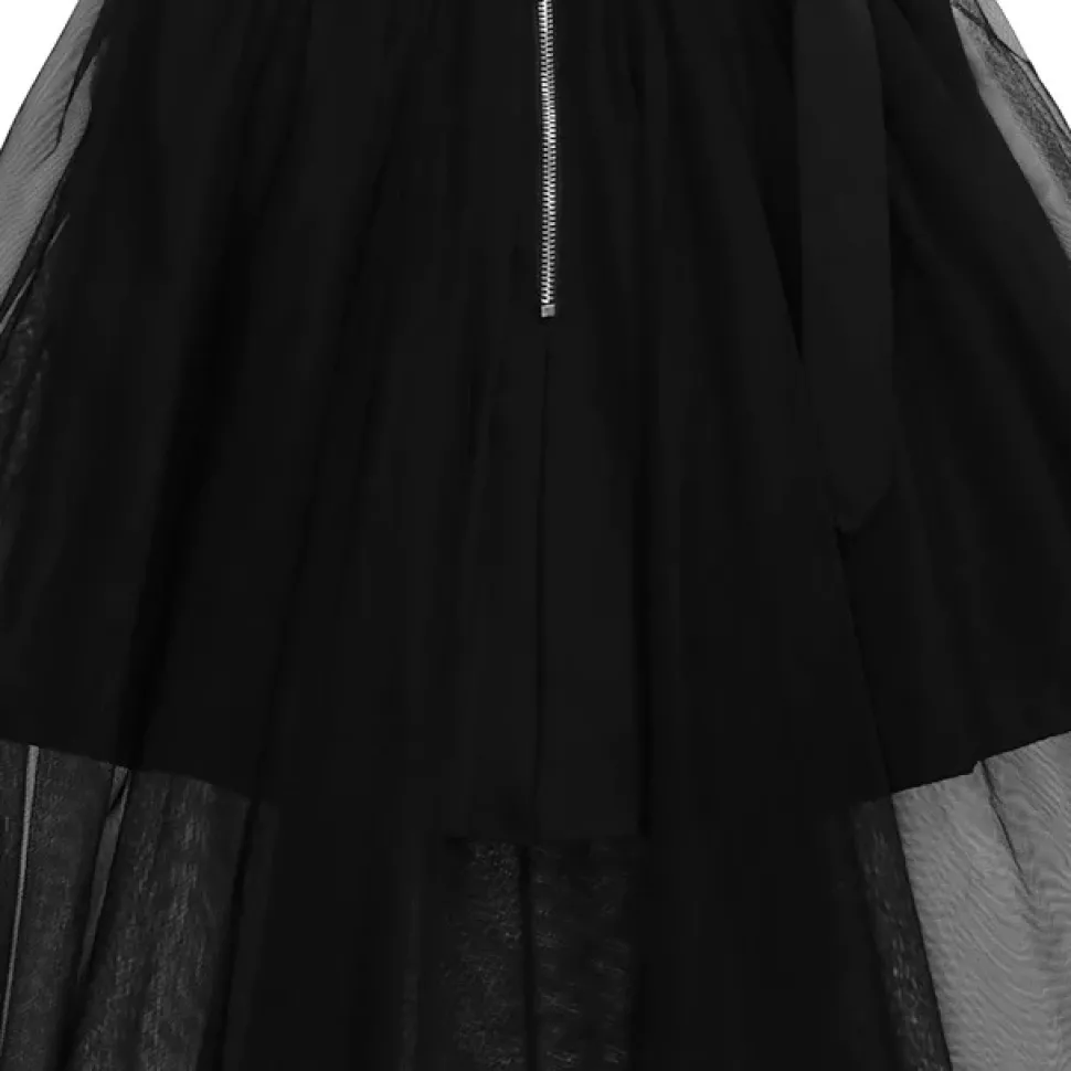 LISTEN FLAVOR Hemline Tulle Layered Skirt w/ Heart Belt