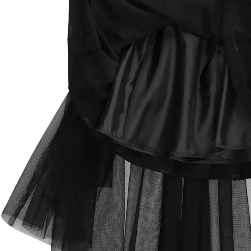 LISTEN FLAVOR Hemline Tulle Layered Skirt w/ Heart Belt