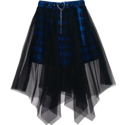 LISTEN FLAVOR Hemline Tulle Layered Skirt w/ Heart Belt