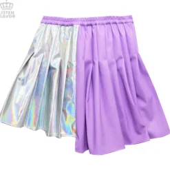 LISTEN FLAVOR Holographic Two-Tone Pleated Skirt
