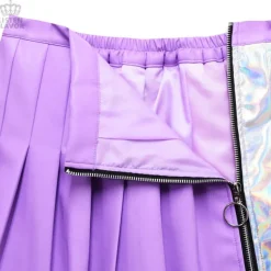 LISTEN FLAVOR Holographic Two-Tone Pleated Skirt