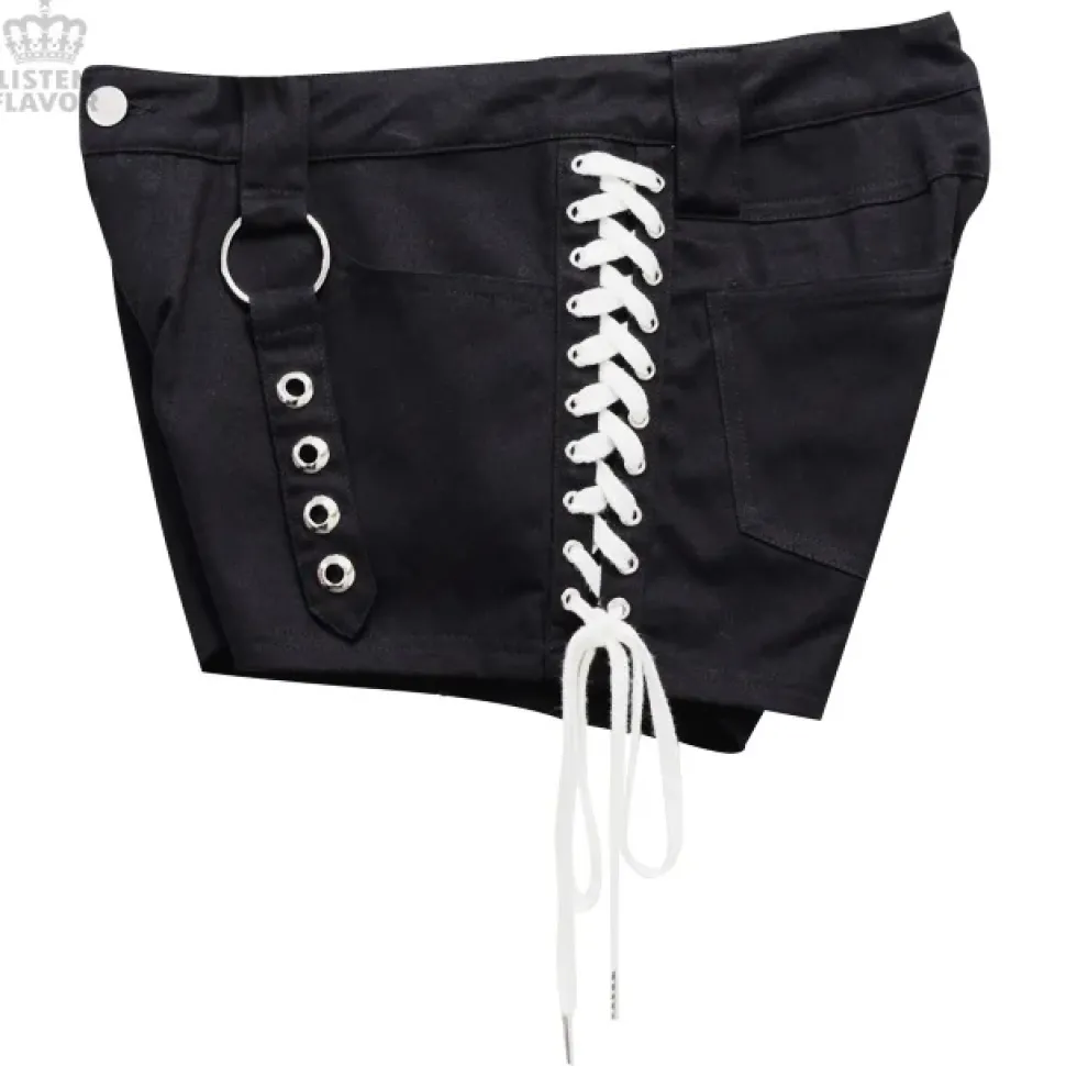LISTEN FLAVOR Lace-Up Harness Belt Shorts