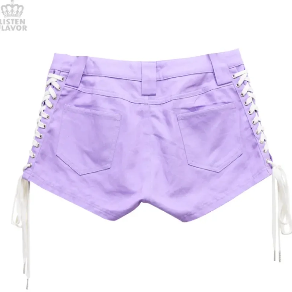 LISTEN FLAVOR Lace-Up Harness Belt Shorts