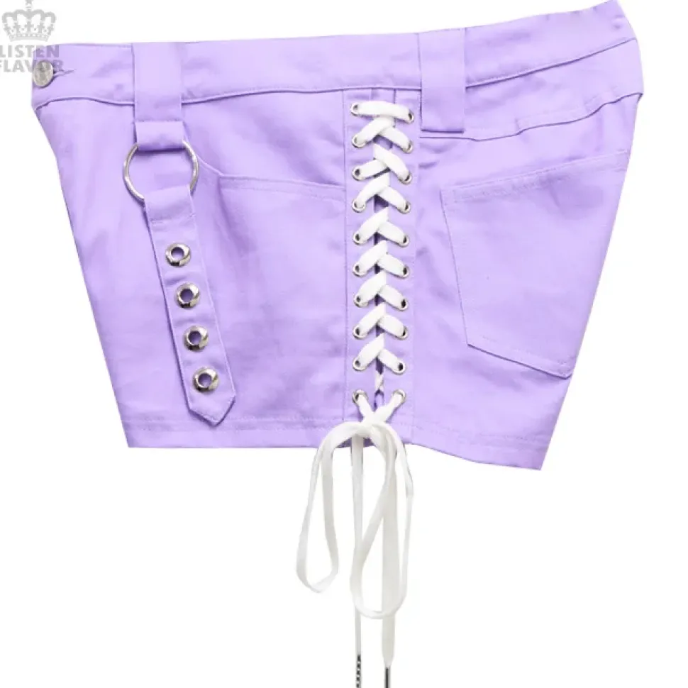 LISTEN FLAVOR Lace-Up Harness Belt Shorts