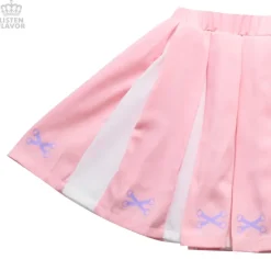 LISTEN FLAVOR Lace-Up Print Two-Tone Pleated Skirt