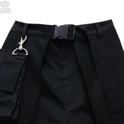 LISTEN FLAVOR Layered Pleated Flap Skirt w/ Shorts and Detachable Pocket